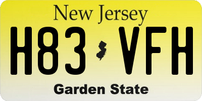 NJ license plate H83VFH