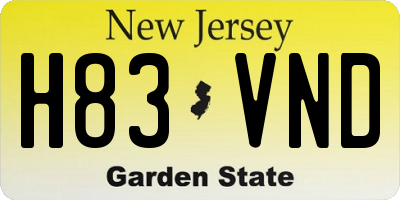 NJ license plate H83VND
