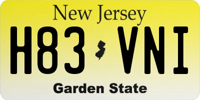 NJ license plate H83VNI