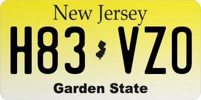 NJ license plate H83VZO