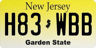 NJ license plate H83WBB