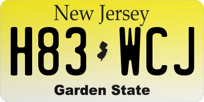 NJ license plate H83WCJ