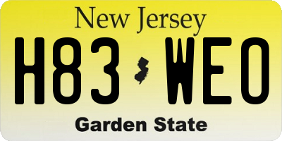 NJ license plate H83WEO