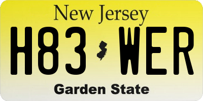 NJ license plate H83WER