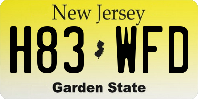 NJ license plate H83WFD