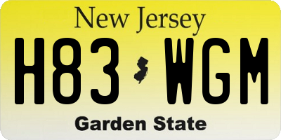 NJ license plate H83WGM