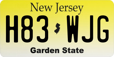 NJ license plate H83WJG