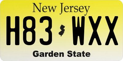 NJ license plate H83WXX
