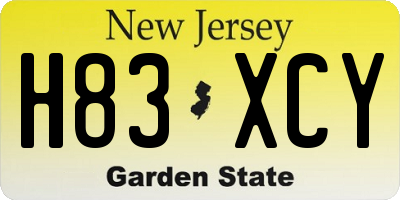 NJ license plate H83XCY