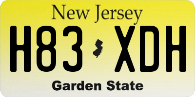 NJ license plate H83XDH