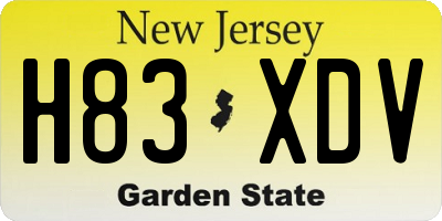 NJ license plate H83XDV