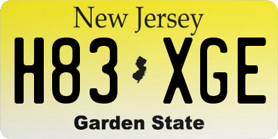 NJ license plate H83XGE
