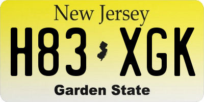 NJ license plate H83XGK