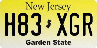 NJ license plate H83XGR
