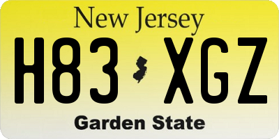 NJ license plate H83XGZ