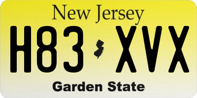 NJ license plate H83XVX