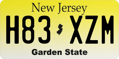 NJ license plate H83XZM