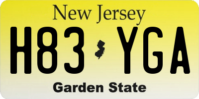 NJ license plate H83YGA