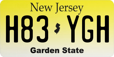 NJ license plate H83YGH