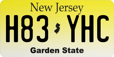 NJ license plate H83YHC