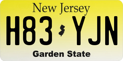 NJ license plate H83YJN