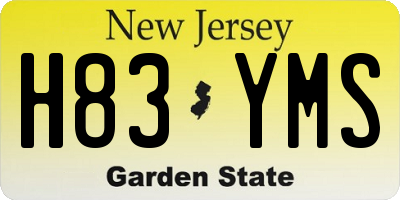 NJ license plate H83YMS