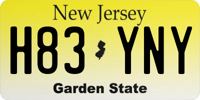 NJ license plate H83YNY