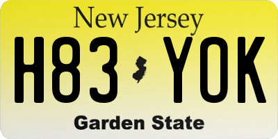 NJ license plate H83YOK