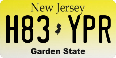 NJ license plate H83YPR