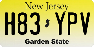 NJ license plate H83YPV