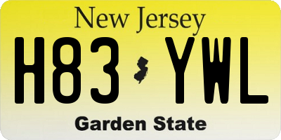 NJ license plate H83YWL