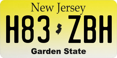 NJ license plate H83ZBH