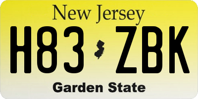 NJ license plate H83ZBK