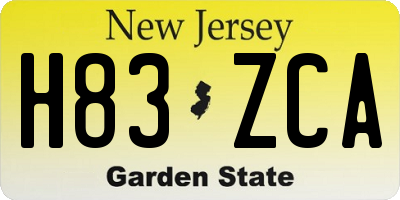 NJ license plate H83ZCA