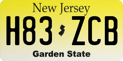 NJ license plate H83ZCB