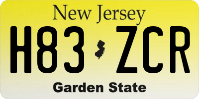 NJ license plate H83ZCR