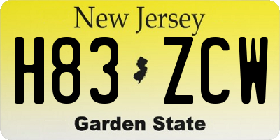 NJ license plate H83ZCW