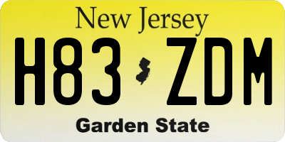 NJ license plate H83ZDM