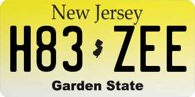 NJ license plate H83ZEE