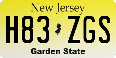 NJ license plate H83ZGS