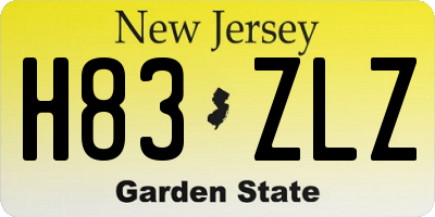 NJ license plate H83ZLZ