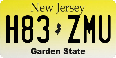 NJ license plate H83ZMU