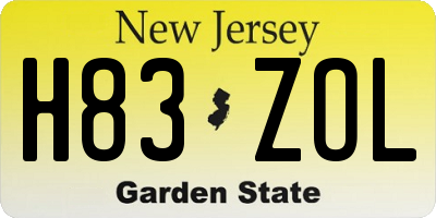 NJ license plate H83ZOL