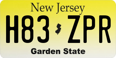NJ license plate H83ZPR