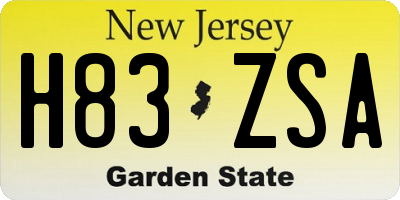 NJ license plate H83ZSA