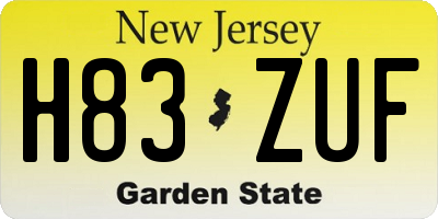 NJ license plate H83ZUF