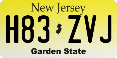 NJ license plate H83ZVJ