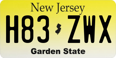NJ license plate H83ZWX