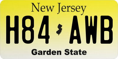 NJ license plate H84AWB