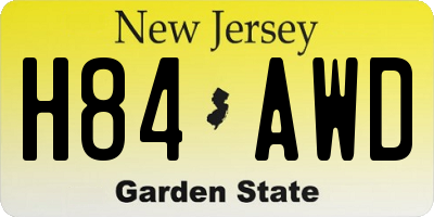 NJ license plate H84AWD